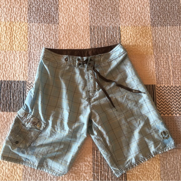 Red Sand Men’s Blue Plaid Swim Board Shorts Size 32 - Picture 1 of 8